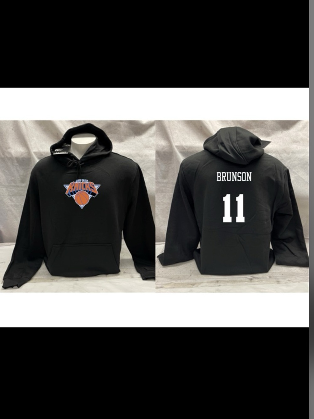 JALEN BRUNSON XL MENS/UNISEX NY KNICKS HOODIE PULLOVER SCREEN PRINT NWT BLACK